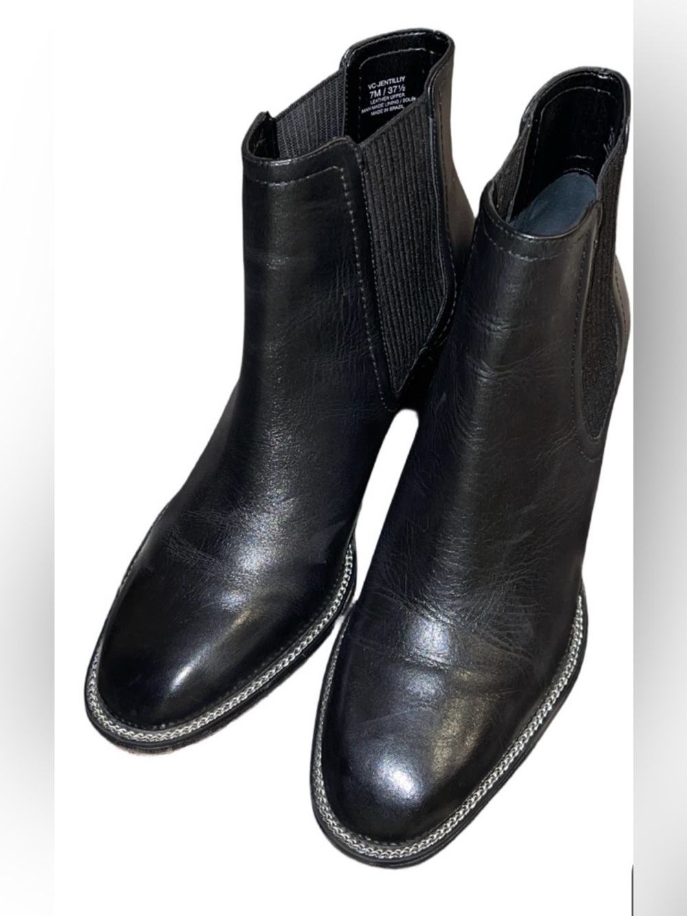 Vince Camuto Black Leather Chelsea Booties - Picture 4 of 5